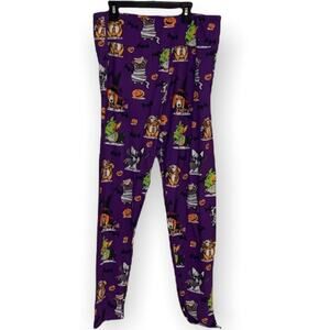 Halloween Leggings Canah Brand Tall and Curvy Purple Background Dogs in Costumes